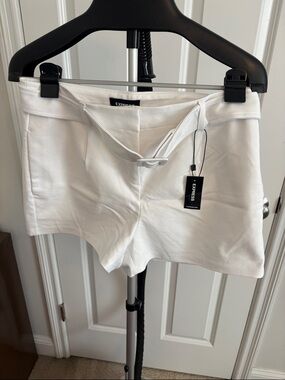 Express White High-Waist Belted Shorts